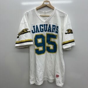 Vintage Jacksonville Jaguars Jersey Mens Large White Banned Logo Wilson 90s